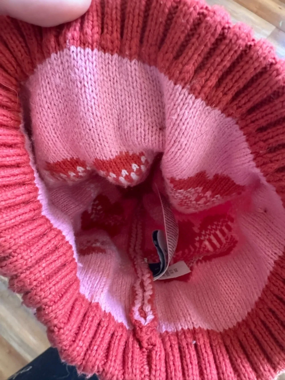 Small kids Pink Floral Pom Pom Beanie Hat